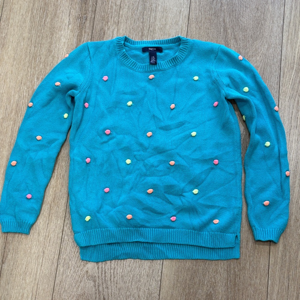 GAP Teal Sweater with Multicolor Accents